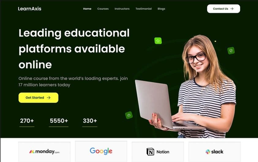 LearnAxis Mobile Interface Onboarding Screen