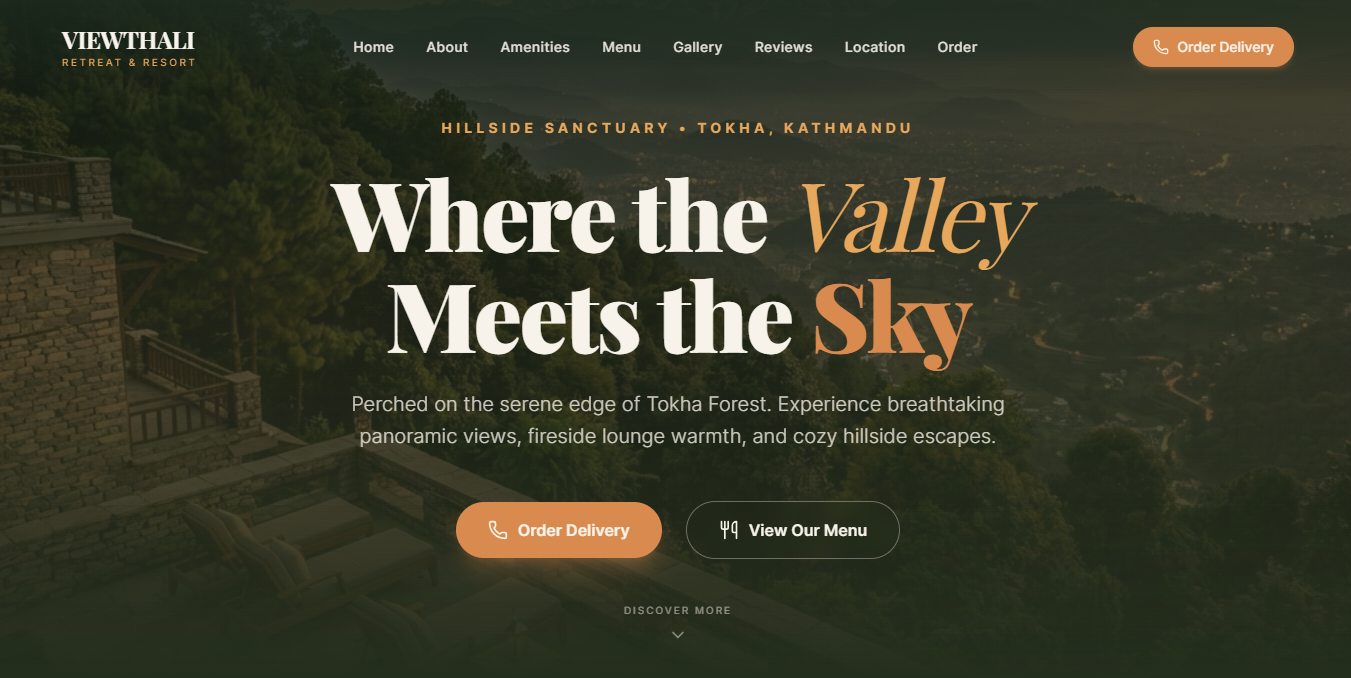 Viewthali Retreat And Resort Landing Page showcase